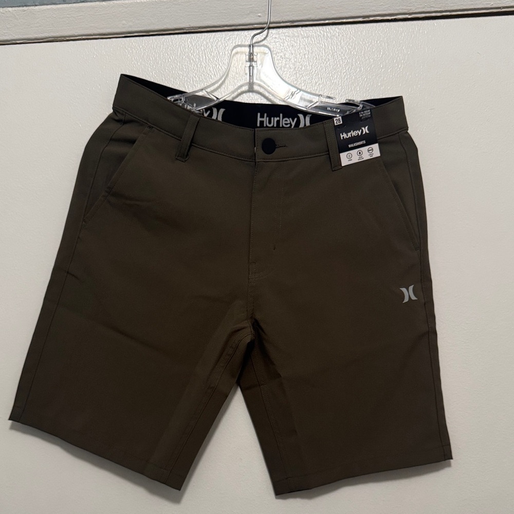 Hurley Men's Dark Green Flat Front Shorts